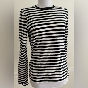 Stripped Long Sleeve Knit Top Nautical Black White New